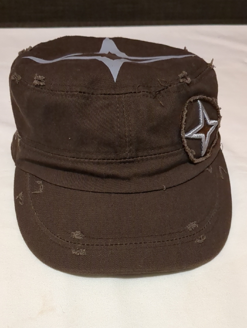 Distressed Cadet Brown Embroidered  Stiched Vintage Unisex Fashion Cap